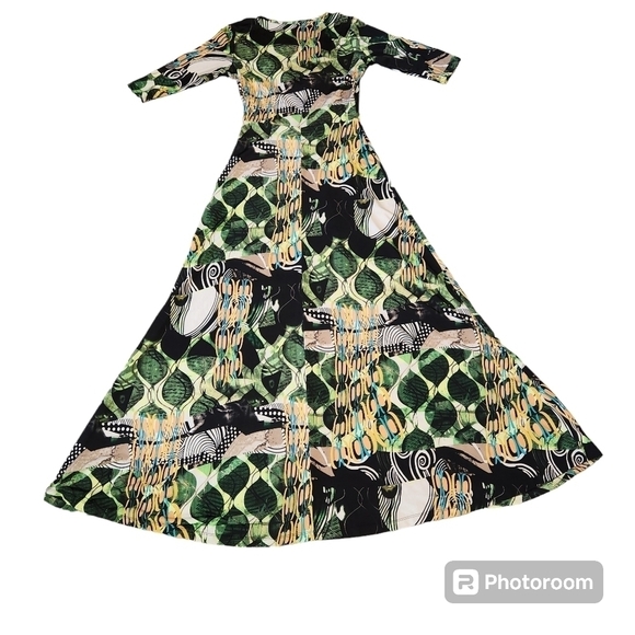 Snap Striking Multi-colored Artsy Design Maxi Dress, sz S - Picture 2 of 7